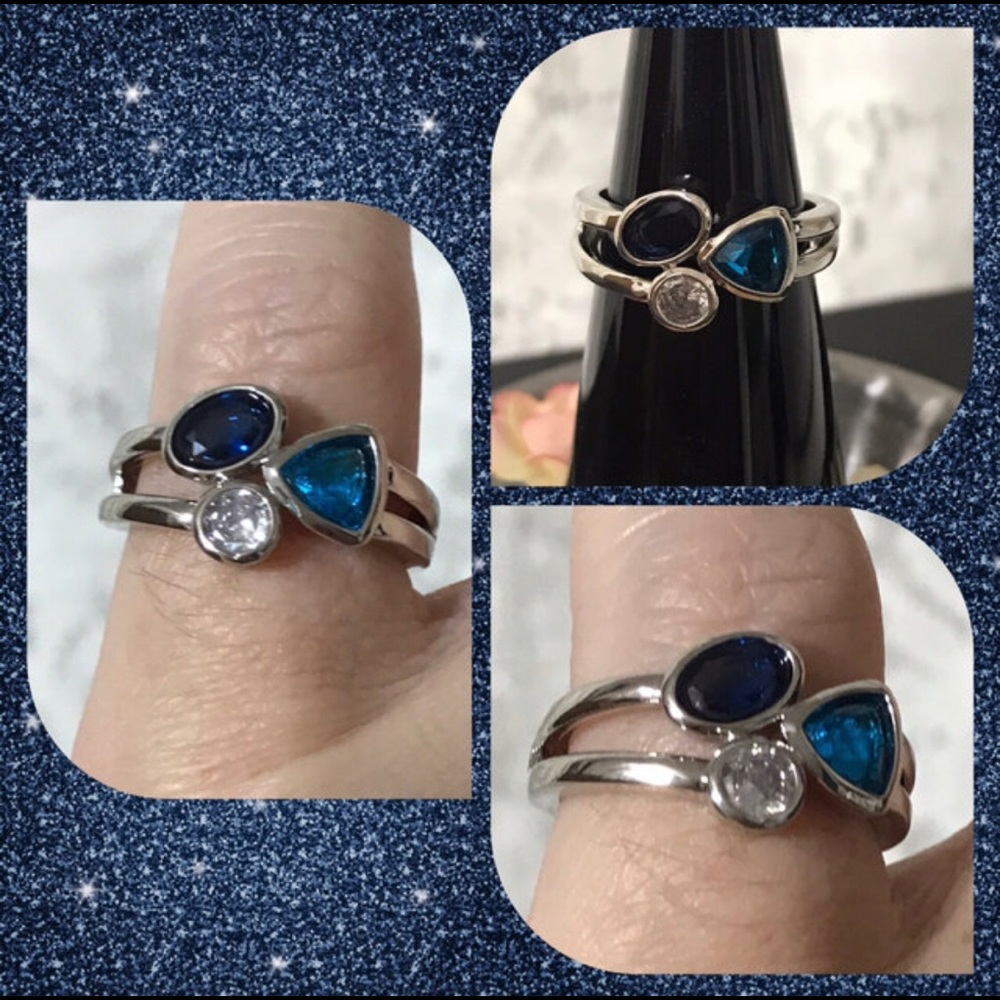 Sterling Crystal Abstract Ring. - Picture 2 of 6